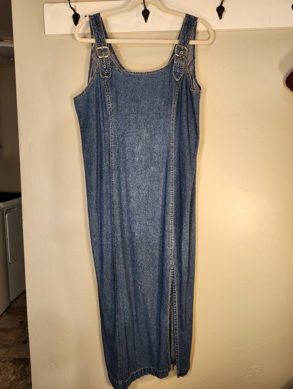 Denim Overall Vintage Maxi Dress - Blue